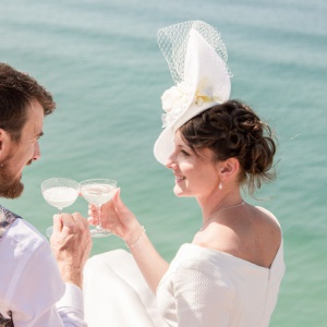 large ivory bridal hat