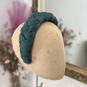 green silk braided headband