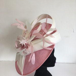 large pink and ivory disk hat Alaria