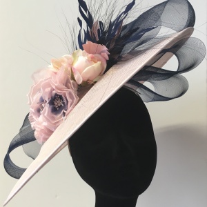 pink and navy Aubry disk hat
