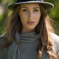 charcoal grey trilby with jay feather ribbon