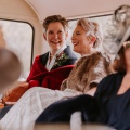 real wedding double decker bus
