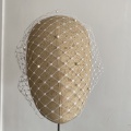 full face bird cage veil with pearls