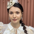 gold neutral leather fascinator Holly Young