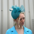turquoise perch pill box hat Holly Young
