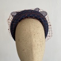 Navy and rust bow pearl headband crown
