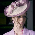 Larisa lilac ivory occasion hat Holly Young