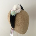 Black velvet headband with pastel flowers