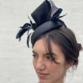 Black cocktail hat fascinator Holly Young