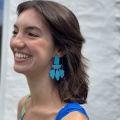Turquoise wooden statement earrings