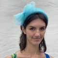 Turquoise hat band crown for wedding guest