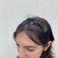 Black green navy pheasant feather headband
