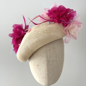 Pink and natural vintage inspired beret Holly Young