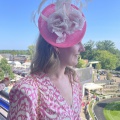 lipstick pink and ivory Ascot hat