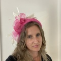 pink and green bandeau hat Holly Young