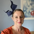 Navy bow fascinator headband