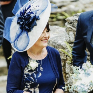 Navy and ivory Aubry wedding hat