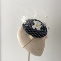 navy hat with daisies and veiling navy hat with daisies and veiling