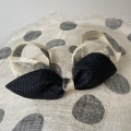 polkadot hat with black straw bow detail polkadot hat with black straw bow detail