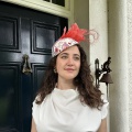 Coral cream cocktail hat Coral cream cocktail hat