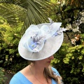 Elegant occasion hat light blue & silver