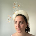 Peach headband with veiling bow Peach headband with veiling bow