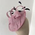 Pink and black fascinator with bow Pink and black fascinator with bow