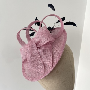 Pink and black fascinator with bow
