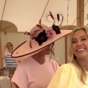 light pink and burgundy wedding hat