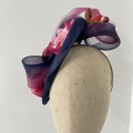 Navy and pink wedding guest hat