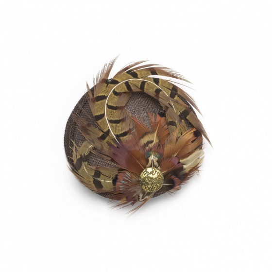 'Amy' Pheasant fascinator - Chocolate