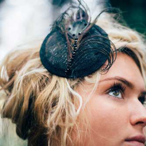 'Pippa' Peacock Crystal Cocktail Hat - Black 'Pippa' Peacock Crystal Cocktail Hat - Black