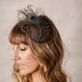 Peacock Crystal Cocktail Hat - Chocolate