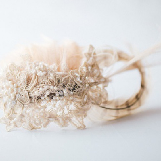 Champagne Lace Headpiece