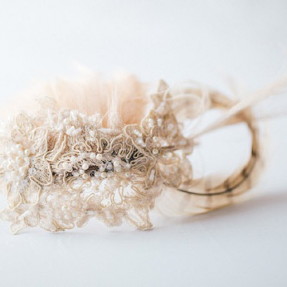 Champagne Lace Headpiece