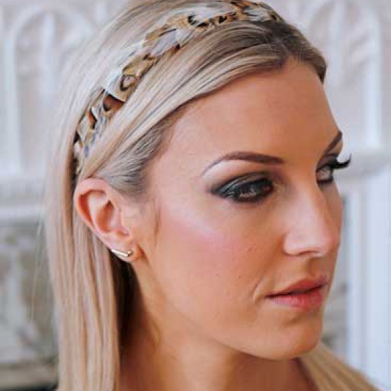'Gwenva' narrow gold & ivory hair band
