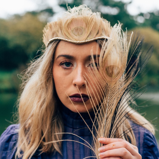 'St Ives' gold peacock feather tiara