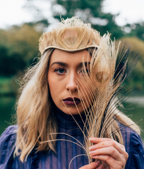'St Ives' gold peacock feather tiara