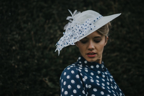 'Lady' spotty petal vintage brim hat