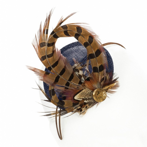 'Amy' Pheasant Fascinator Navy