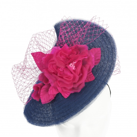 'Mademoiselle Butterfly' hat in navy & pink