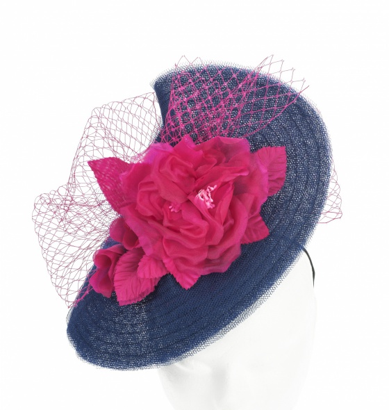 'Mademoiselle Butterfly' hat in navy & pink