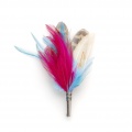 Fuchsia & blue feather brooch