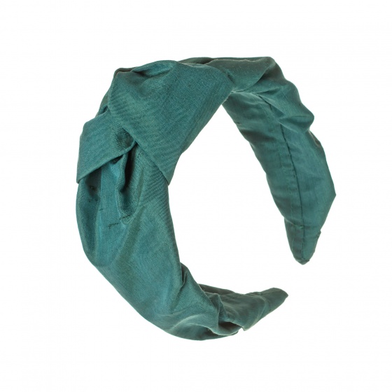 'Beatrix' Silk turban headband Forest Green