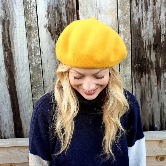 'Bacall' yellow beret with custom options