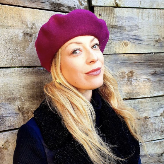 'Bacall' magenta beret with custom options