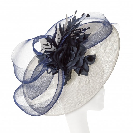 'Aubrey' navy & Ivory swirling disk