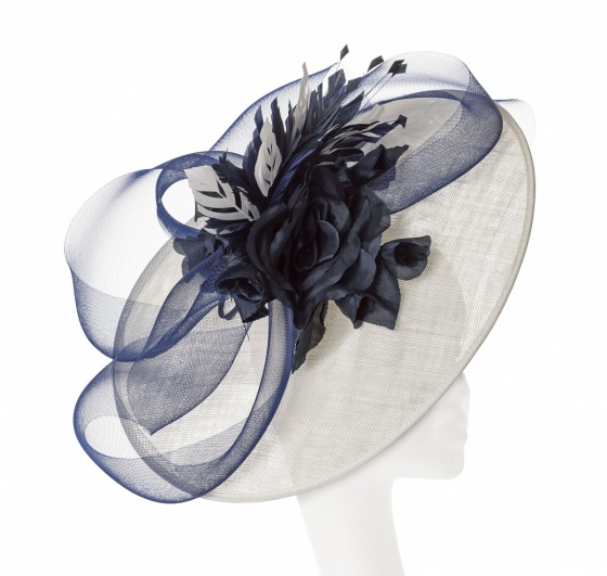 'Aubrey' navy & Ivory swirling disk