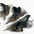 Nightshade black feather corsage pins