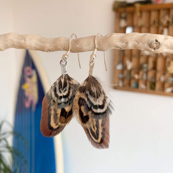 'Copper' pheasant earrings